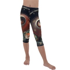Pattern Background Swinging Design Kids  Lightweight Velour Capri Leggings  by Vaneshart