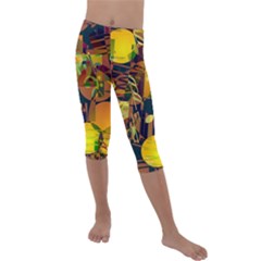 Background Abstract Texture Pattern Kids  Lightweight Velour Capri Leggings  by Vaneshart