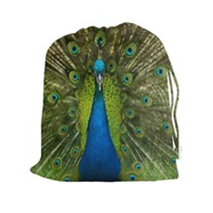 Peacock Feathers Bird Nature Drawstring Pouch (2xl) by Vaneshart