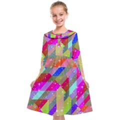 Multicolored Party Geo Design Print Kids  Midi Sailor Dress by dflcprintsclothing