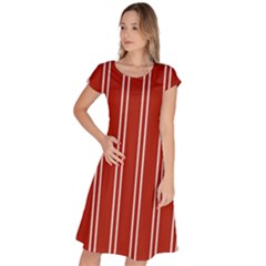 Nice Stripes - Apple Red Classic Short Sleeve Dress by FashionBoulevard