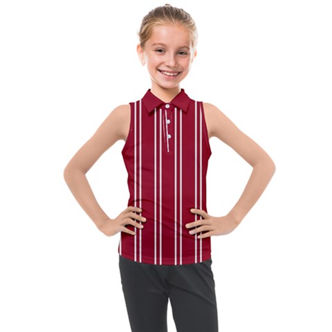 Nice Stripes - Carmine Red Kids  Sleeveless Polo Tee by FashionBoulevard