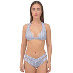 Nice Stripes - Cloudy Grey Double Strap Halter Bikini Set by FashionBoulevard