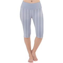 Nice Stripes - Cloudy Grey Lightweight Velour Cropped Yoga Leggings by FashionBoulevard