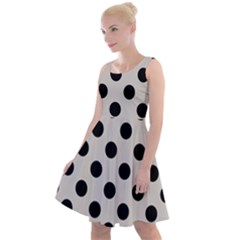 Polka Dots - Black On Abalone Grey Knee Length Skater Dress by FashionBoulevard