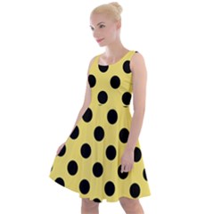 Polka Dots - Black On Blonde Yellow Knee Length Skater Dress by FashionBoulevard