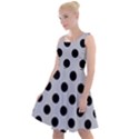 Polka Dots Black On Cloudy Grey Knee Length Skater Dress View1