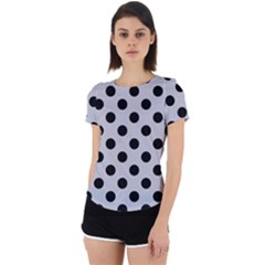Polka Dots Black On Cloudy Grey Back Cut Out Sport Tee by FashionBoulevard