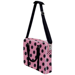 Polka Dots Black On Flamingo Pink Cross Body Office Bag by FashionBoulevard