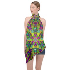 Birds In Peace And Calm Halter Asymmetric Satin Top by pepitasart