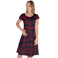 Motivational Phrase Motif Typographic Collage Pattern Classic Short Sleeve Dress by dflcprintsclothing