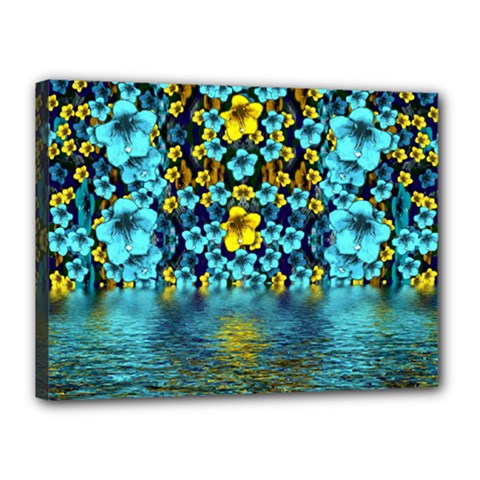 Flower Island And A Horizon Canvas 16  X 12  (stretched) by pepitasart