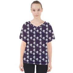White Rose In Purple V-neck Dolman Drape Top by snowwhitegirl