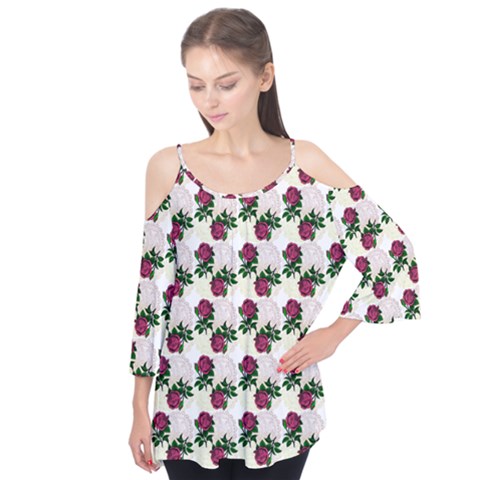 Doily Rose Pattern White Flutter Tees by snowwhitegirl