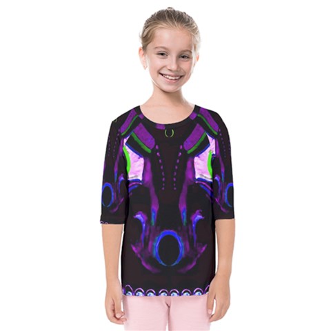 Demon Ethnic Mask Extreme Close Up Illustration Kids  Quarter Sleeve Raglan Tee by dflcprintsclothing