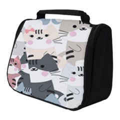 Cute Cat Couple Seamless Pattern Cartoon Full Print Travel Pouch (small) by Vaneshart