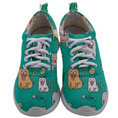 Seamless Pattern Cute Cat Cartoon With Hand Drawn Style Mens Athletic Shoes by Vaneshart
