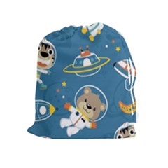 Seamless Pattern Funny Astronaut Outer Space Transportation Drawstring Pouch (xl) by Vaneshart
