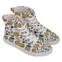 Hand Drawn Kitten Pattern With Elements Women s Hi-Top Skate Sneakers View3