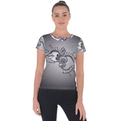 Decorative Clef, Zentangle Design Short Sleeve Sports Top  by FantasyWorld7