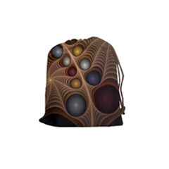 Fractal Fantasy Abstract Design Drawstring Pouch (medium) by Wegoenart