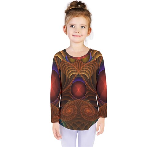 Fractal Fantasy Design Swirl Kids  Long Sleeve Tee by Wegoenart