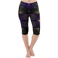 Fractal Fantasy Design Texture Lightweight Velour Cropped Yoga Leggings by Wegoenart