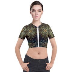 Fractal Art Abstract Pattern Short Sleeve Cropped Jacket by Wegoenart