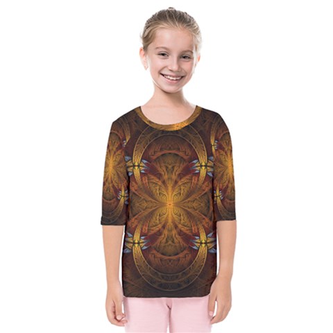 Fractal Art Abstract Pattern Kids  Quarter Sleeve Raglan Tee by Wegoenart
