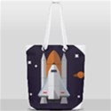 Rocket Space Universe Spaceship Full Print Rope Handle Tote (Small) View2