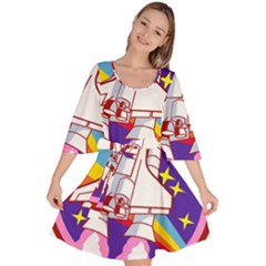 Pink Rainbow Rocket Velour Kimono Dress by Wegoenart