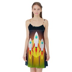Rocket Take Off Missiles Cosmos Satin Night Slip by Wegoenart