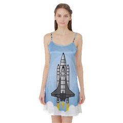 Rocket Shuttle Spaceship Science Satin Night Slip by Wegoenart