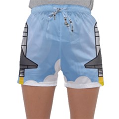 Rocket Shuttle Spaceship Science Sleepwear Shorts by Wegoenart