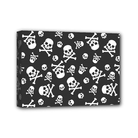Skull Crossbones Seamless Pattern Holiday Halloween Wallpaper Wrapping Packing Backdrop Mini Canvas 7  X 5  (stretched) by Nexatart