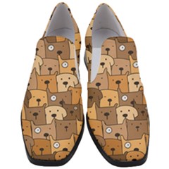 Cute Dog Seamless Pattern Background Women Slip On Heel Loafers by Nexatart