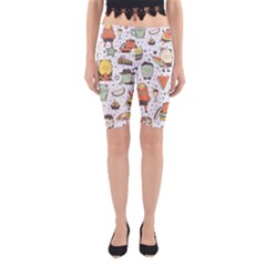 Funny Seamless Pattern With Cartoon Monsters Personage Colorful Hand Drawn Characters Unusual Creatu Yoga Cropped Leggings by Nexatart