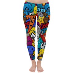 Graffiti Characters Seamless Pattern Classic Winter Leggings by Nexatart