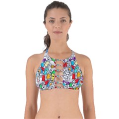 Graffiti Characters Seamless Pattern Perfectly Cut Out Bikini Top by Nexatart