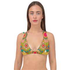 Mandala Patterns Yellow Double Strap Halter Bikini Top by Nexatart