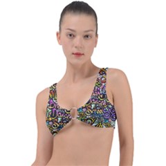 Graffiti Word Seamless Pattern Ring Detail Bikini Top by Nexatart