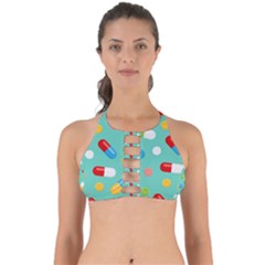 Pills Medicines Seamless Pattern Blue Background Perfectly Cut Out Bikini Top by Nexatart
