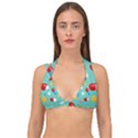Pills Medicines Seamless Pattern Blue Background Double Strap Halter Bikini Top View1