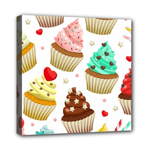 Seamless Pattern Yummy Colored Cupcakes Mini Canvas 8  X 8  (stretched) by Nexatart