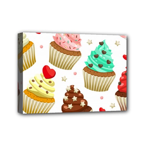 Seamless Pattern Yummy Colored Cupcakes Mini Canvas 7  X 5  (stretched) by Nexatart