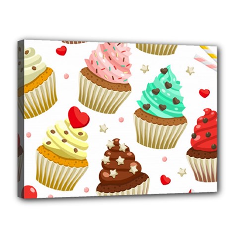 Seamless Pattern Yummy Colored Cupcakes Canvas 16  X 12  (stretched) by Nexatart