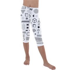 Pattern Hipster Abstract Form Geometric Line Variety Shapes Polkadots Fashion Style Seamless Kids  Lightweight Velour Capri Leggings  by Vaneshart