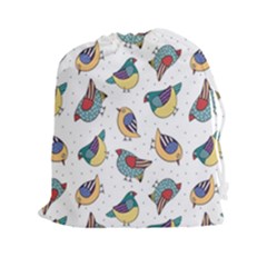 Seamless Pattern With Hand Drawn Bird Black Drawstring Pouch (2xl) by Vaneshart