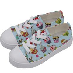Cupcake Doodle Pattern Kids  Low Top Canvas Sneakers by Sobalvarro