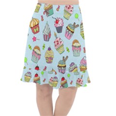Cupcake Doodle Pattern Fishtail Chiffon Skirt by Sobalvarro